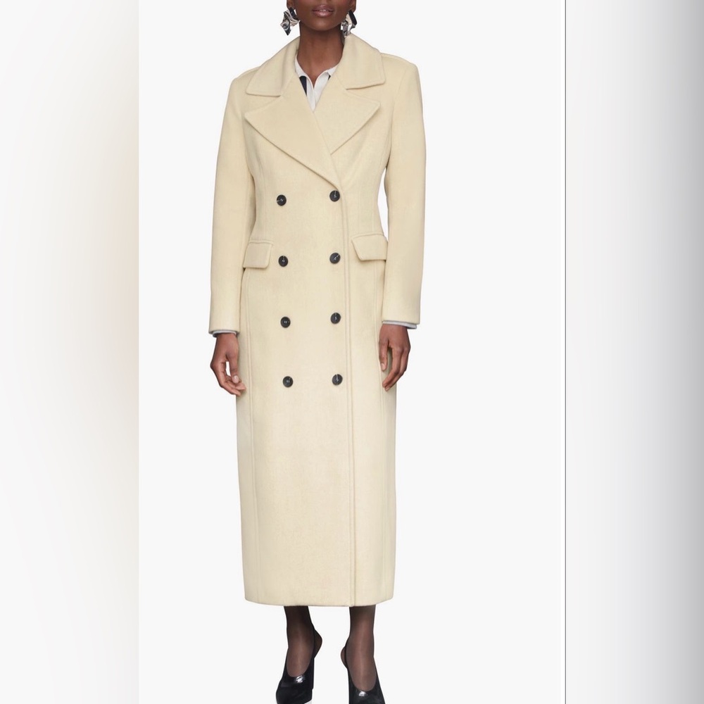 Avec Les Filles Cream Double-Breasted Maxi Coat